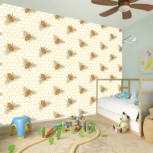 Honey Bee Hive Pattern Print Wall Sticker