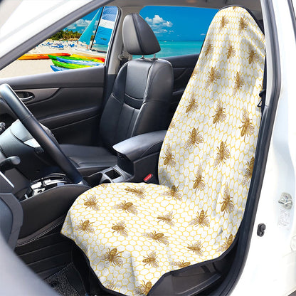 Honey Bee Hive Pattern Print Waterproof Car Seat Cover