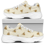 Honey Bee Hive Pattern Print White Chunky Shoes