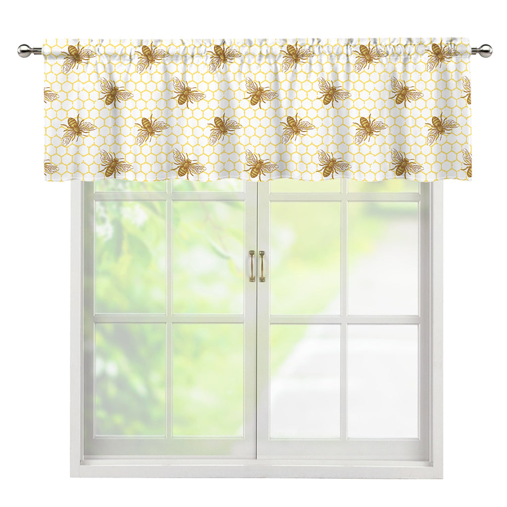 Honey Bee Hive Pattern Print Window Valance