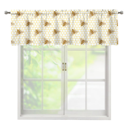 Honey Bee Hive Pattern Print Window Valance