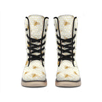 Honey Bee Hive Pattern Print Winter Boots