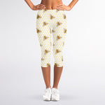 Honey Bee Hive Pattern Print Women's Capri Leggings