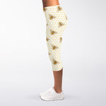 Honey Bee Hive Pattern Print Women's Capri Leggings