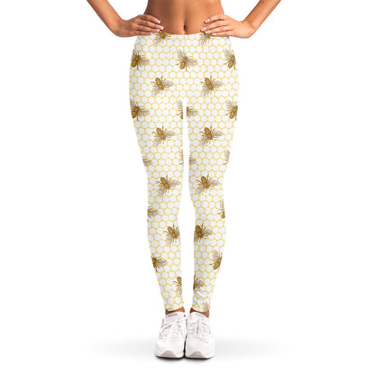 Honey Bee Hive Pattern Print Women's Leggings