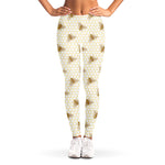 Honey Bee Hive Pattern Print Women's Leggings