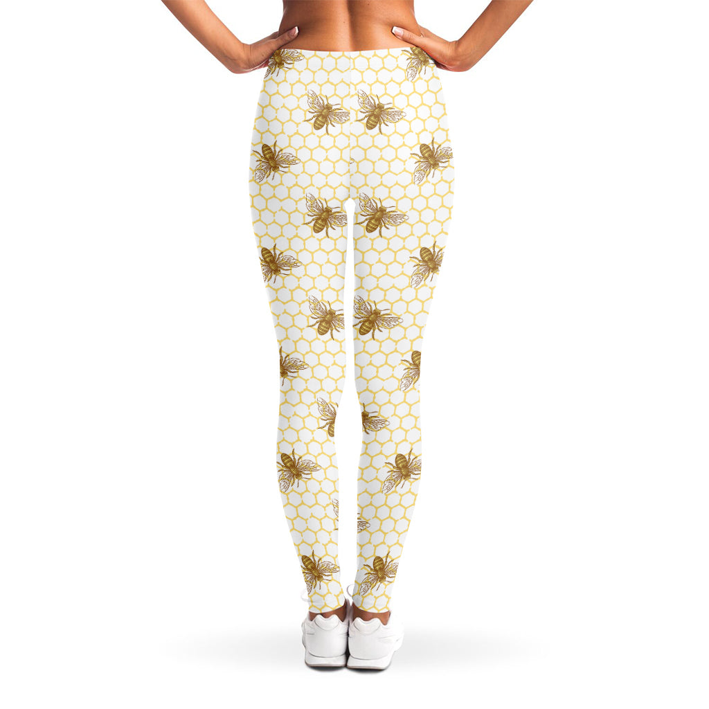 Honey Bee Hive Pattern Print Women's Leggings