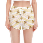 Honey Bee Hive Pattern Print Women's Split Running Shorts