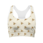 Honey Bee Hive Pattern Print Women's Sports Bra
