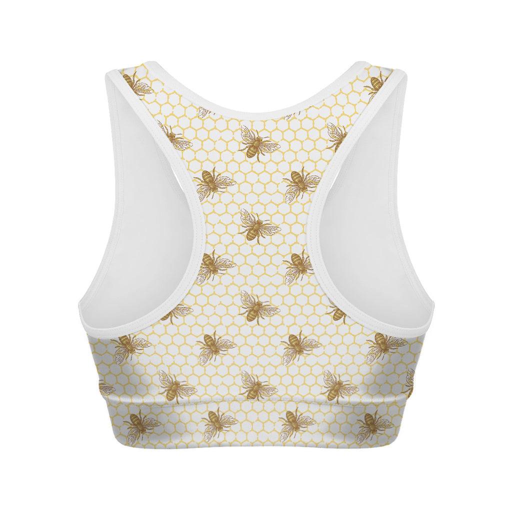 Honey Bee Hive Pattern Print Women's Sports Bra