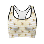 Honey Bee Hive Pattern Print Women's Sports Bra