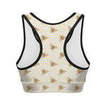 Honey Bee Hive Pattern Print Women's Sports Bra