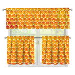 Honey Bee Hive Print 3 Piece Kitchen Curtains