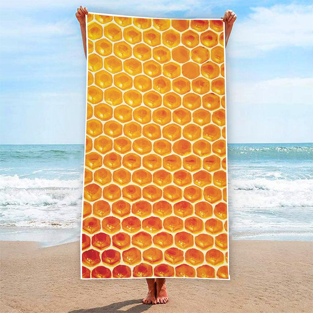 Honey Bee Hive Print Beach Towel