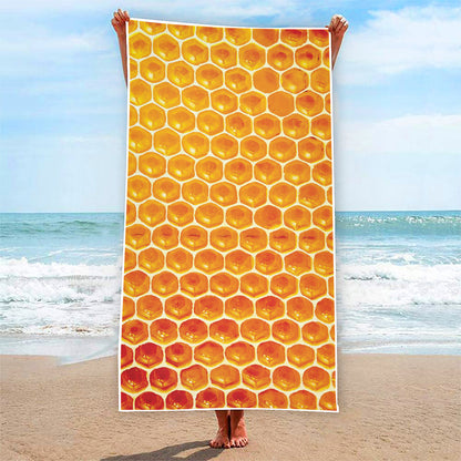Honey Bee Hive Print Beach Towel