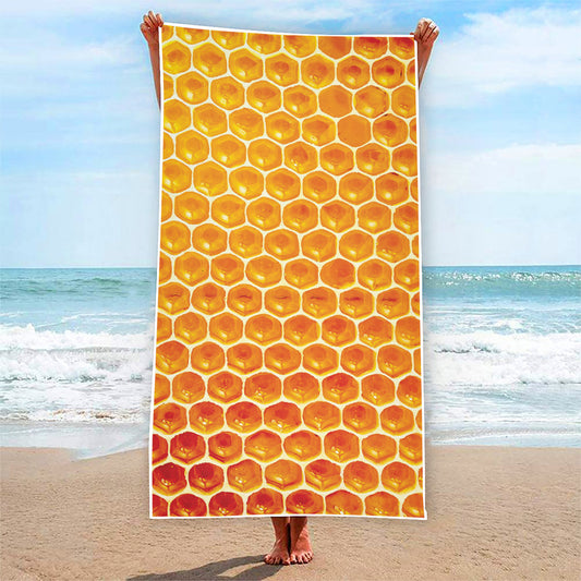 Honey Bee Hive Print Beach Towel