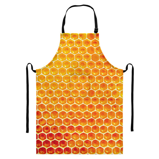 Honey Bee Hive Print Bib Apron With Pocket