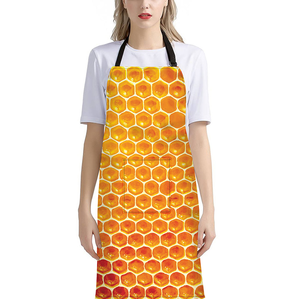 Honey Bee Hive Print Bib Apron With Pocket
