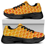 Honey Bee Hive Print Black Chunky Shoes