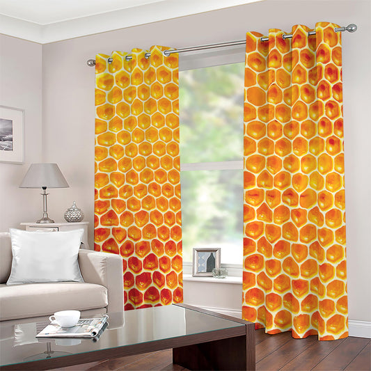 Honey Bee Hive Print Blackout Grommet Curtains