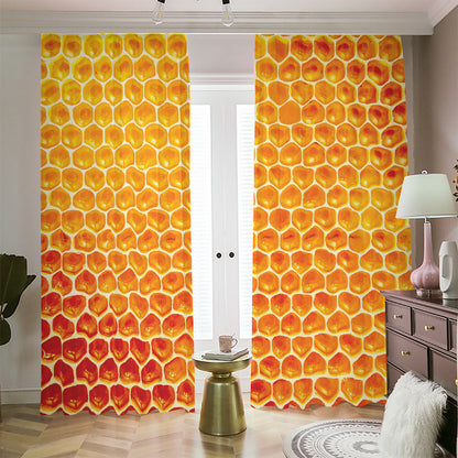 Honey Bee Hive Print Blackout Pencil Pleat Curtains
