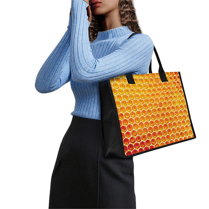 Honey Bee Hive Print Canvas Tote Bag