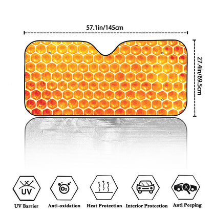 Honey Bee Hive Print Car Windshield Sun Shade