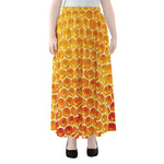 Honey Bee Hive Print Chiffon Maxi Skirt