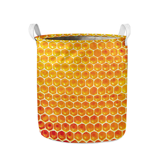 Honey Bee Hive Print Collapsible Laundry Basket