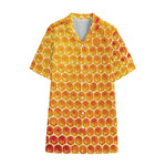 Honey Bee Hive Print Cotton Hawaiian Shirt
