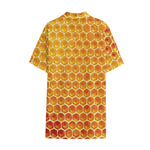 Honey Bee Hive Print Cotton Hawaiian Shirt