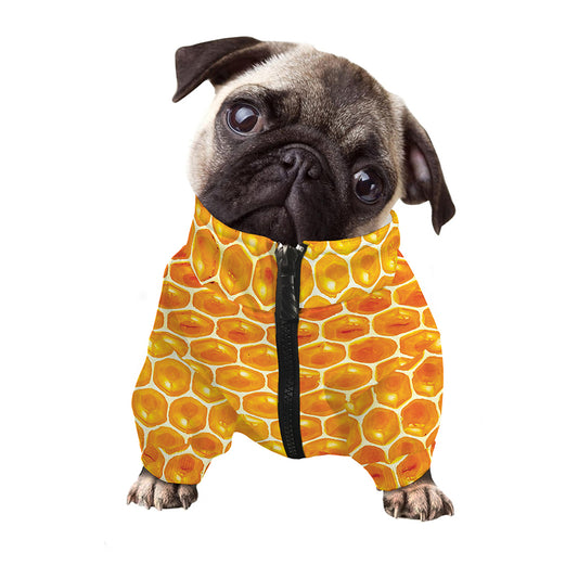 Honey Bee Hive Print Dog Zip Up Jacket