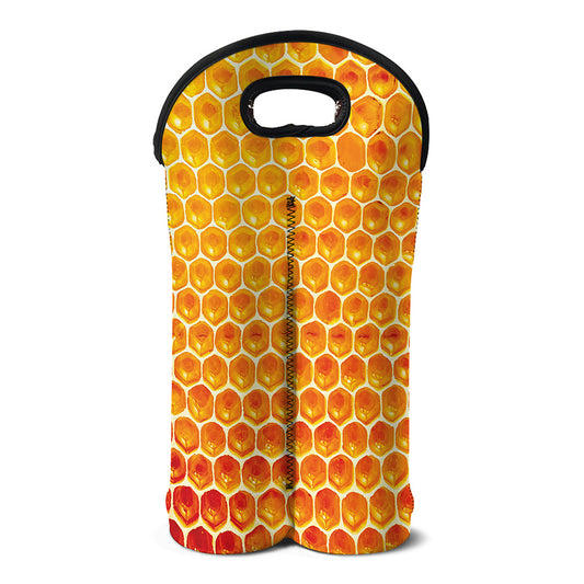 Honey Bee Hive Print Double Neoprene Wine Tote