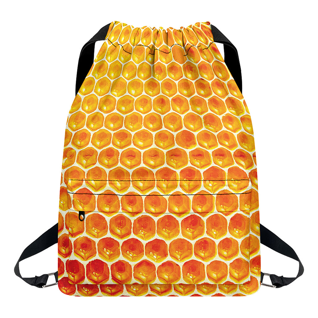 Honey Bee Hive Print Drawstring Backpack