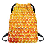 Honey Bee Hive Print Drawstring Backpack