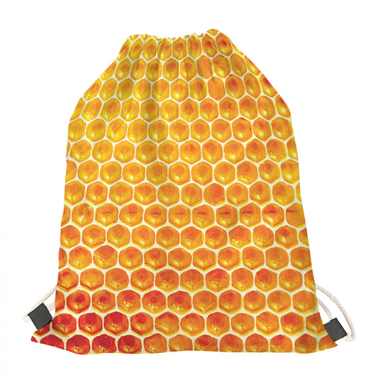Honey Bee Hive Print Drawstring Bag