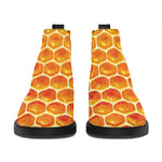 Honey Bee Hive Print Flat Ankle Boots