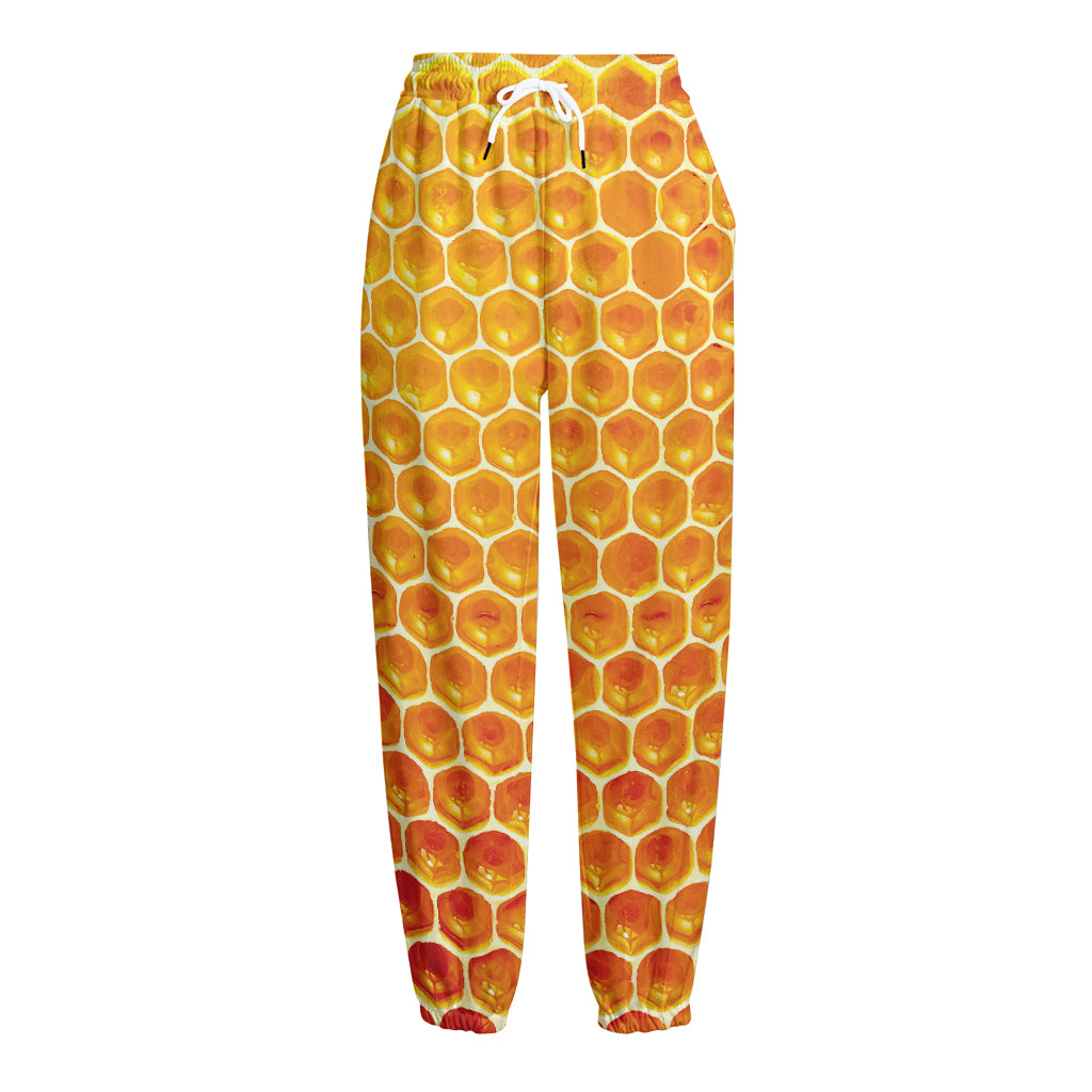 Honey Bee Hive Print Fleece Lined Knit Pants