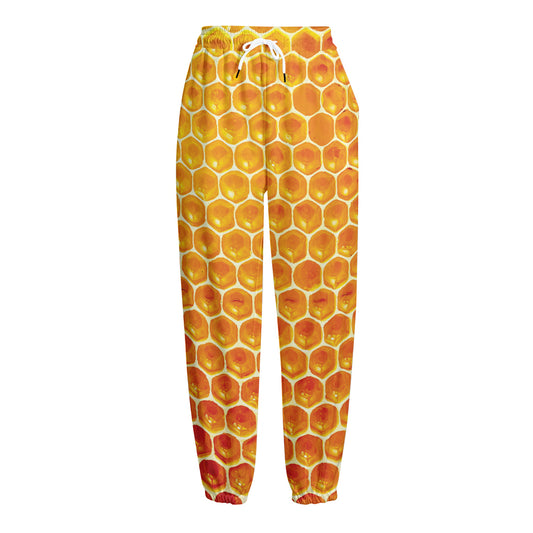 Honey Bee Hive Print Fleece Lined Knit Pants