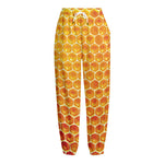 Honey Bee Hive Print Fleece Lined Knit Pants