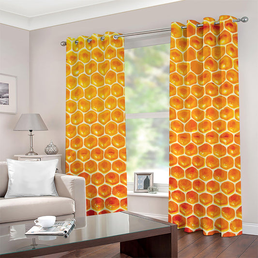 Honey Bee Hive Print Grommet Curtains