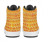 Honey Bee Hive Print High Top Leather Sneakers