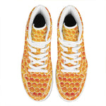 Honey Bee Hive Print High Top Leather Sneakers