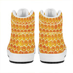 Honey Bee Hive Print High Top Leather Sneakers