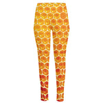 Honey Bee Hive Print High-Waisted Pocket Leggings