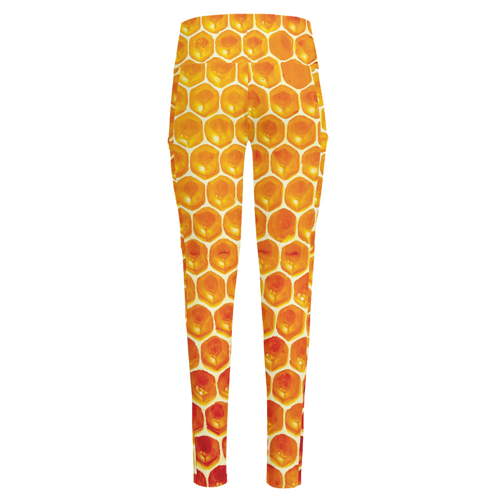 Honey Bee Hive Print High-Waisted Pocket Leggings