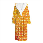 Honey Bee Hive Print Hooded Bathrobe