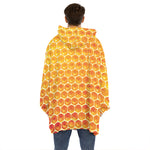 Honey Bee Hive Print Hoodie Blanket