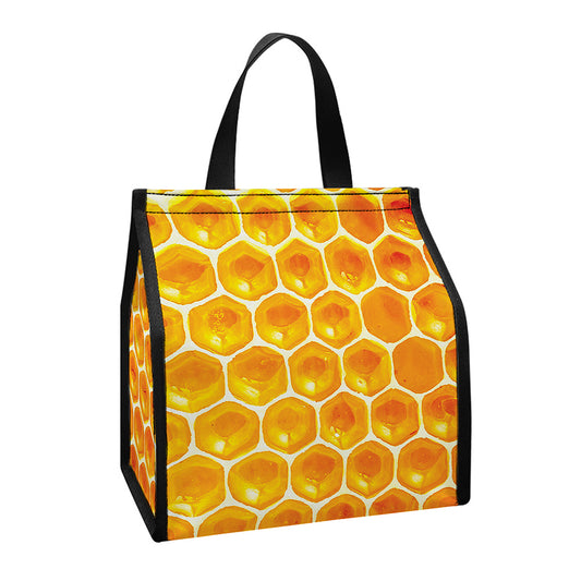 Honey Bee Hive Print Insulated Lunch Tote