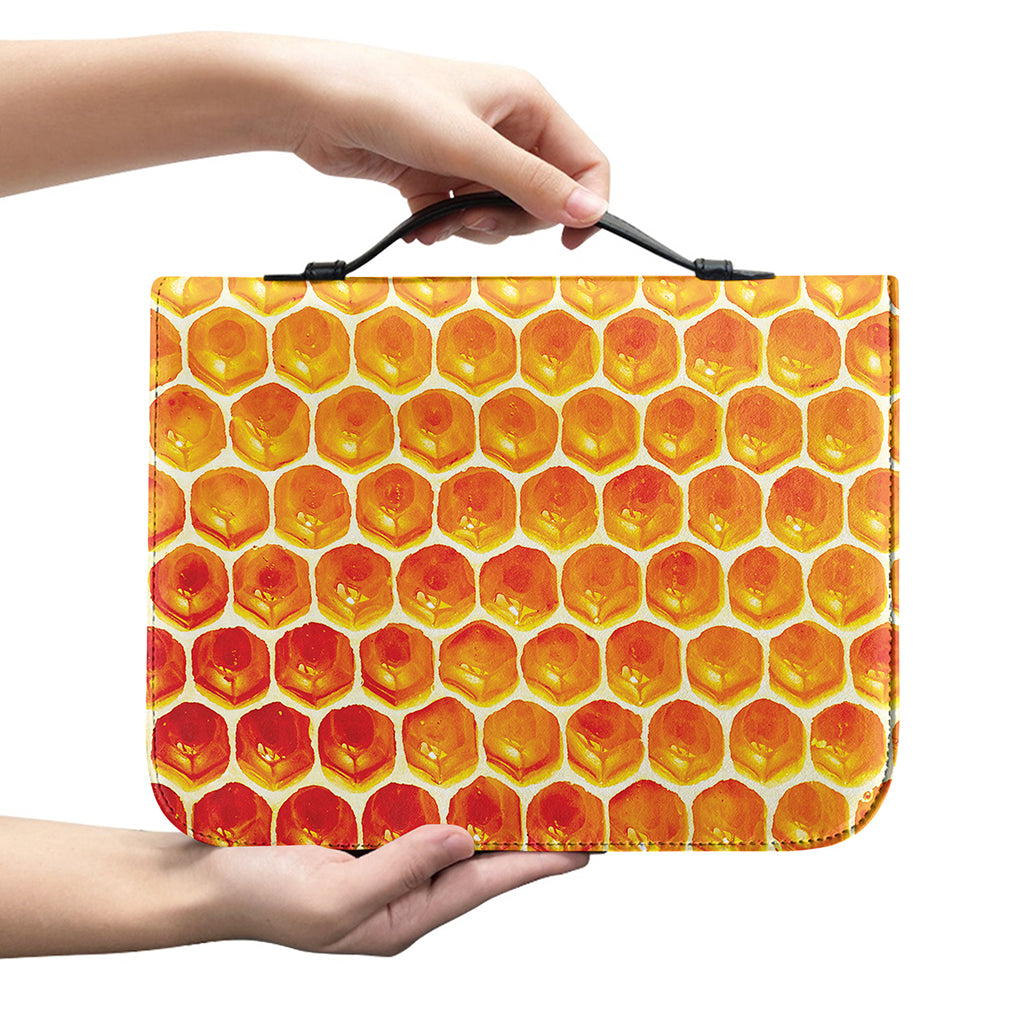 Honey Bee Hive Print Leather Bible Cover